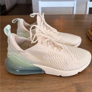 Nike Women’s Air Max 270 Sneakers in Cream with Mint Accents